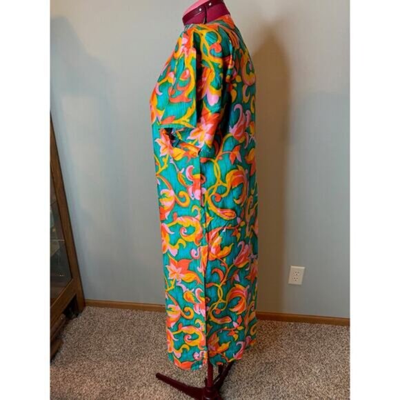 shift dress mod 1960's floral wide sleeve flower power - Picture 6 of 7